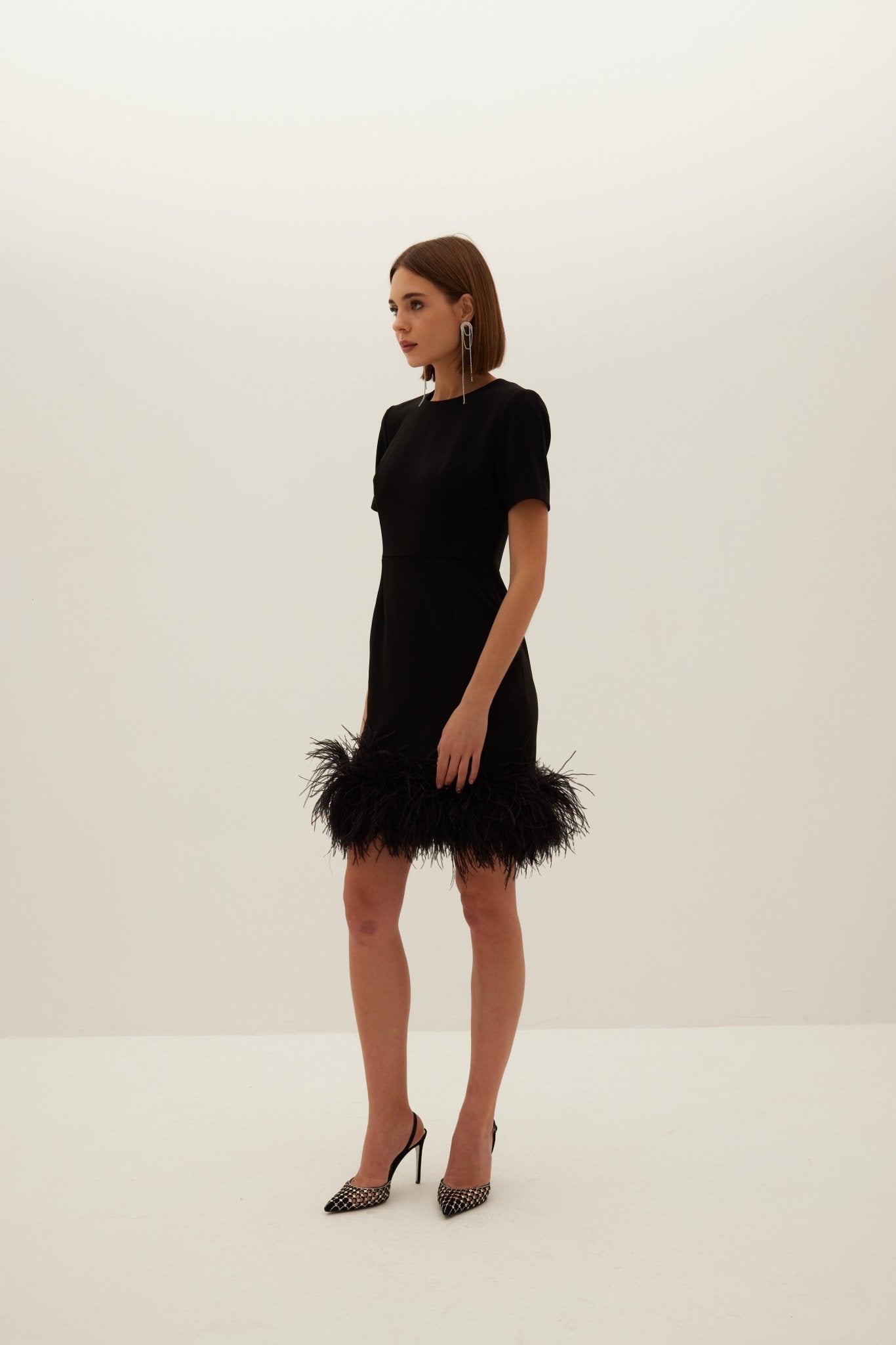 Arabella Feather Dress - Black - HERVANR Official