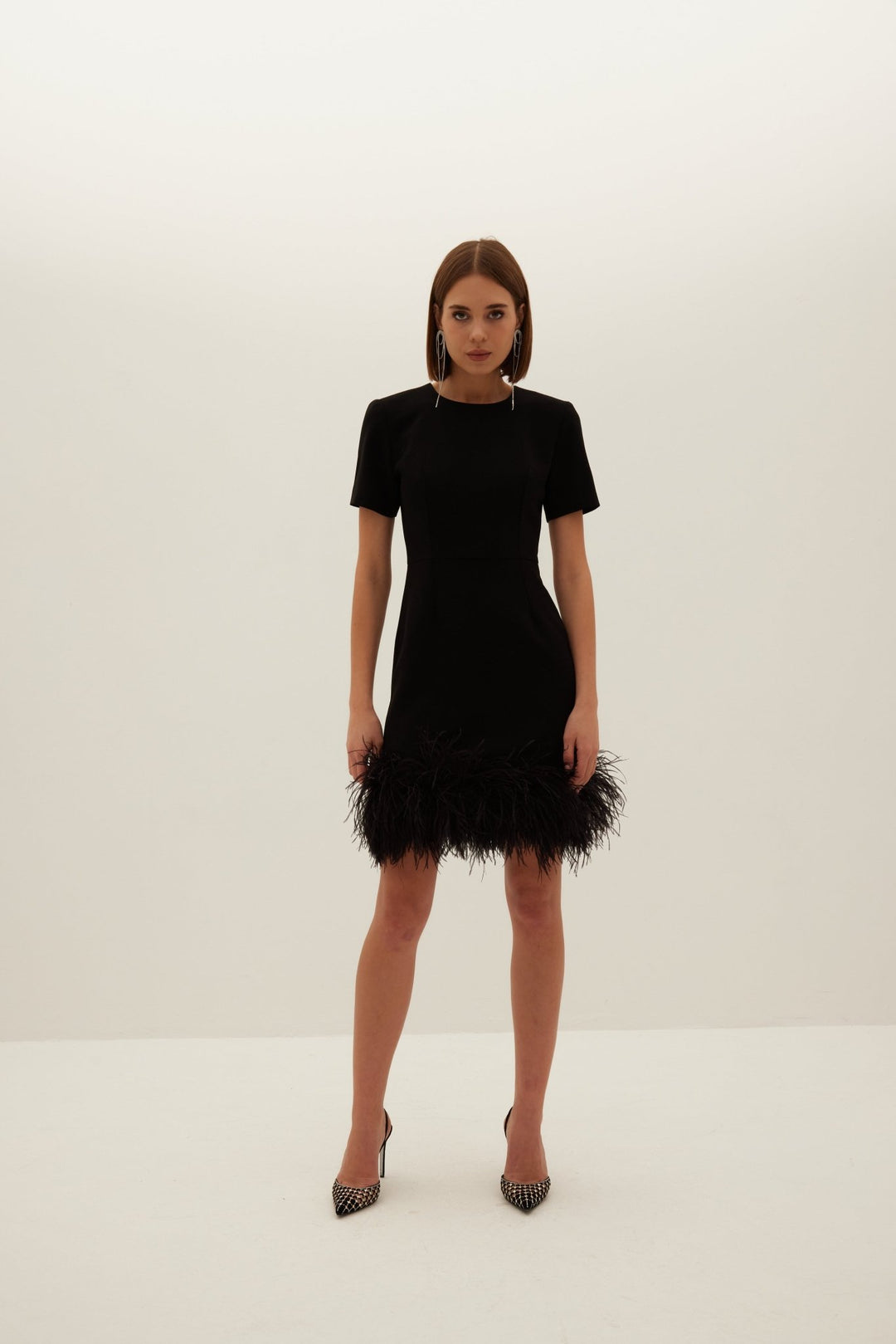 Arabella Feather Dress Black HERVANR Official