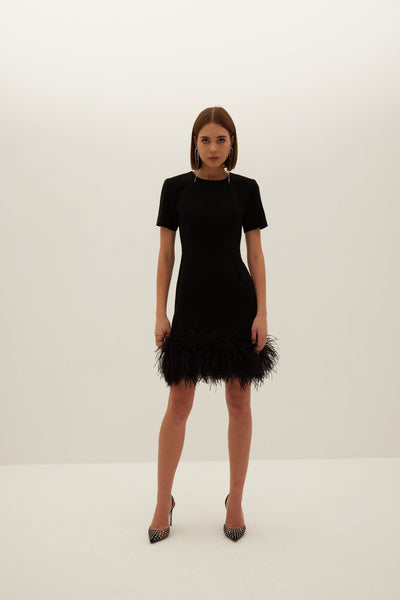 Arabella Feather Dress - Black - HERVANR Official