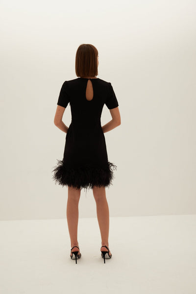 Arabella Feather Dress - Black - HERVANR Official