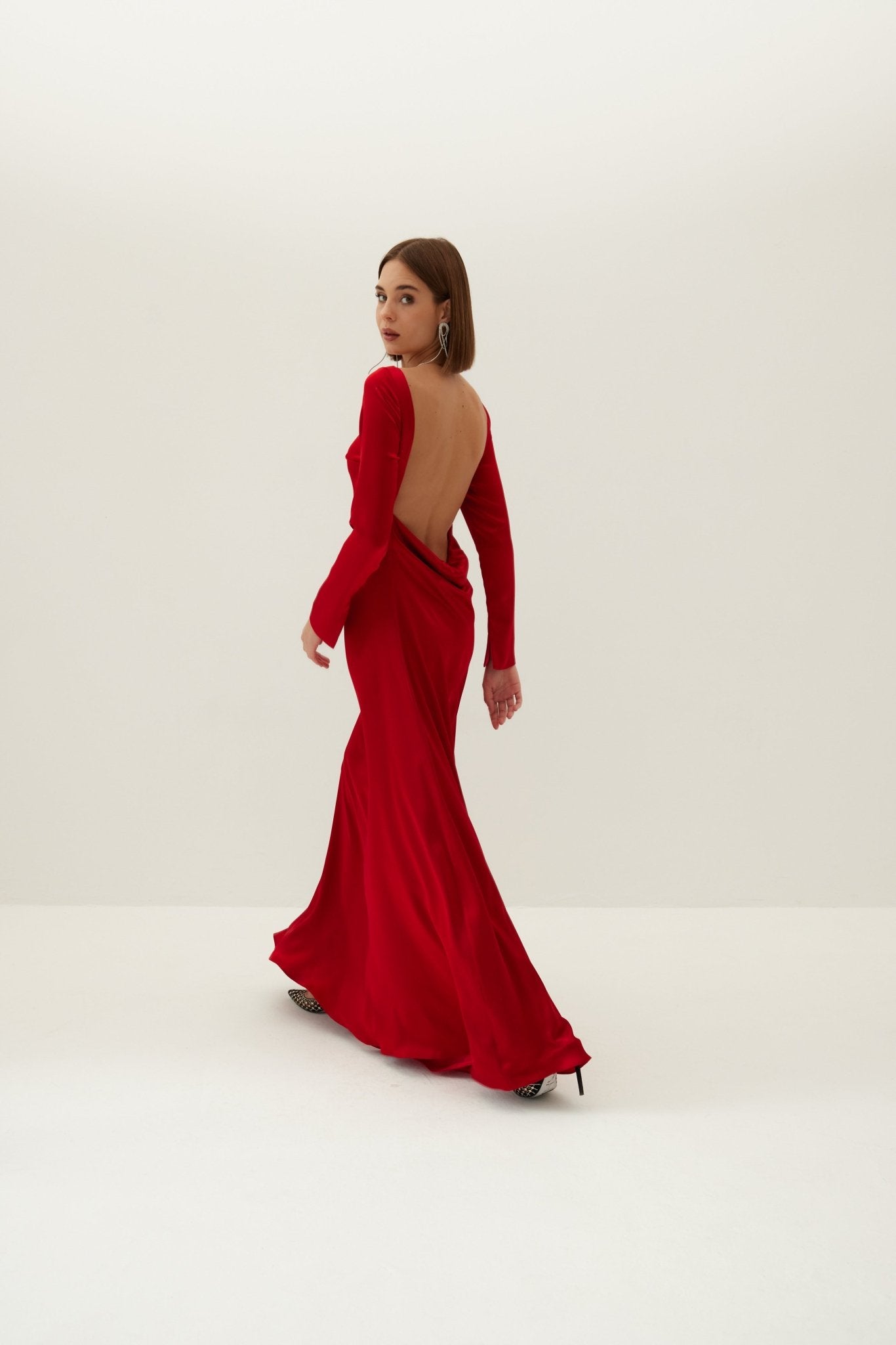 Dahlia Backless Satin Maxi Dress - Red – HERVANR Official